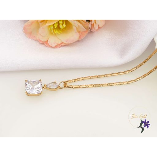 Deniza antiallergén nagyköves medálos nyaklánc fehér-18K