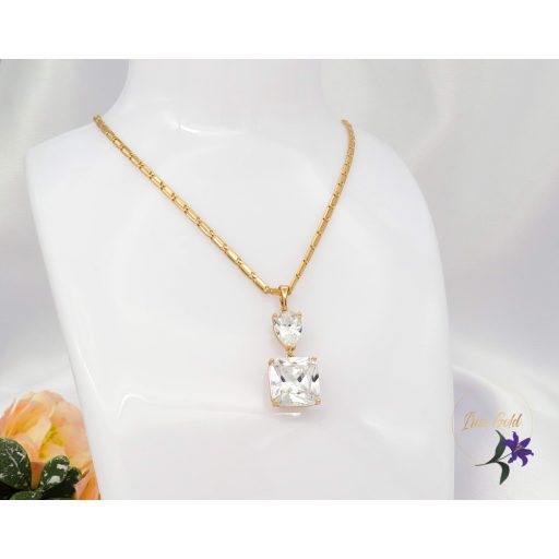 Deniza antiallergén nagyköves medálos nyaklánc fehér-18K