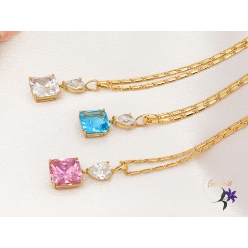 Deniza antiallergén nagyköves medálos nyaklánc fehér-18K