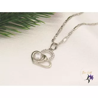   Evica-white Gold Filled medálos nyaklánc fehér cirkóna kővel-rodium 