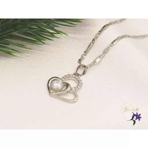 Evica-white Gold Filled medálos nyaklánc fehér cirkóna kővel-rodium 