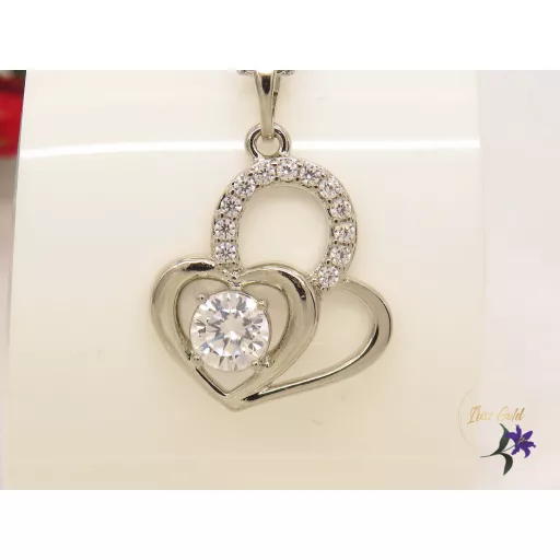 Evica-white Gold Filled medálos nyaklánc fehér cirkóna kővel-rodium 