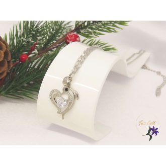   Floransz Gold Filled delfin medálos nyaklánc fehér cirkóna kővel-rodium 