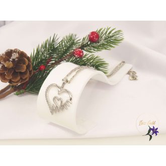   Kalina Gold Filled " MOM" feliratú szíves medálos nyaklánc -rodium