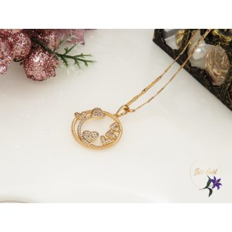   Citta Gold Filled nyaklánc köralakú medál kis szívecskékkel -18K 