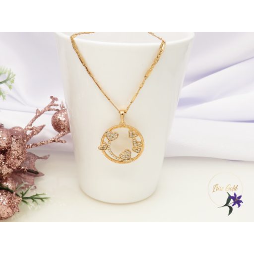 Xuping Citta Gold Filled nyaklánc köralakú medál kis szívecskékkel -18K 