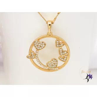   Citta Gold Filled nyaklánc köralakú medál kis szívecskékkel -18K 