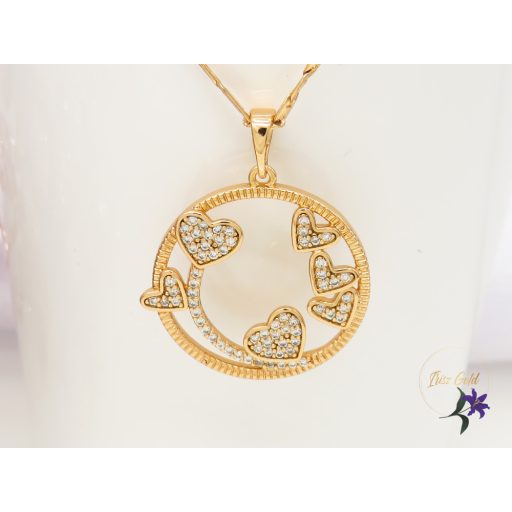 Xuping Citta Gold Filled nyaklánc köralakú medál kis szívecskékkel -18K 