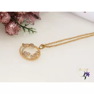   Citta Gold Filled nyaklánc köralakú medál kis szívecskékkel -18K 