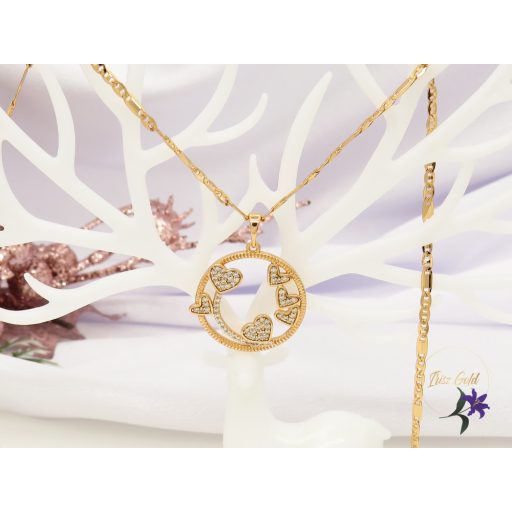 Xuping Citta Gold Filled nyaklánc köralakú medál kis szívecskékkel -18K 