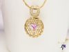 Xuping Hanife Gold Filled nyaklánc csipkemintázatú medállal ,rózsaszín kővel-18k 