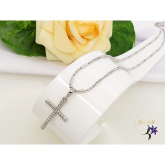 Gold filled kő nélküli kereszt medálos nyaklánc-rodium