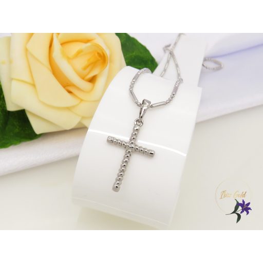 Gold filled kő nélküli kereszt medálos nyaklánc-rodium