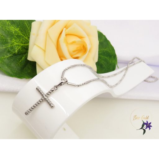 Gold filled kő nélküli kereszt medálos nyaklánc-rodium