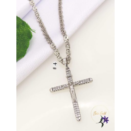 Nagy kereszt medál tűcirkónia díszítéssel,többféle lánc választható hozzá -rodium