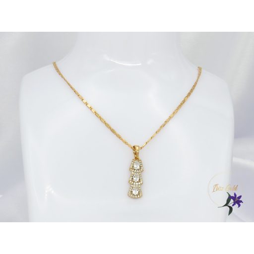 Florasz Gold Filled fehér köves medálos nyaklánc-18K 