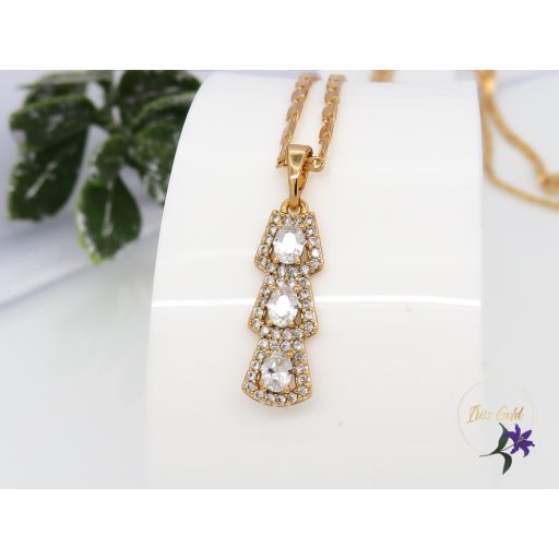 Florasz Gold Filled fehér köves medálos nyaklánc-18K 