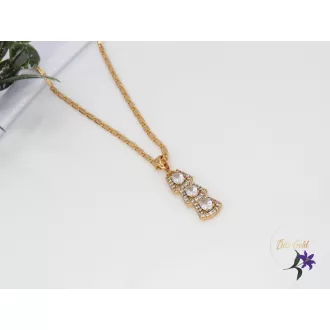 Florasz Gold Filled fehér köves medálos nyaklánc-18K 