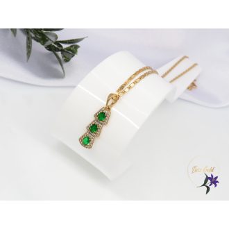 Florasz Gold Filled zöld köves medálos nyaklánc-18K 