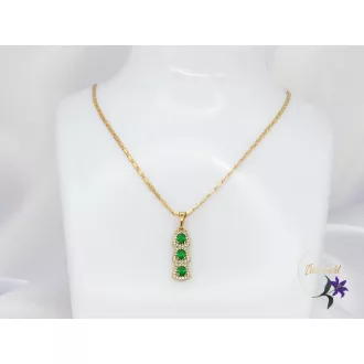 Florasz Gold Filled zöld köves medálos nyaklánc-18K 