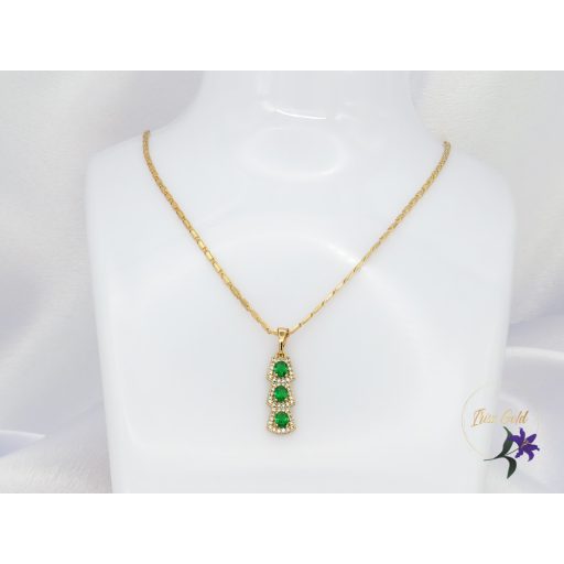 Florasz Gold Filled zöld köves medálos nyaklánc-18K 