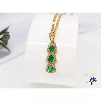 Florasz Gold Filled zöld köves medálos nyaklánc-18K 