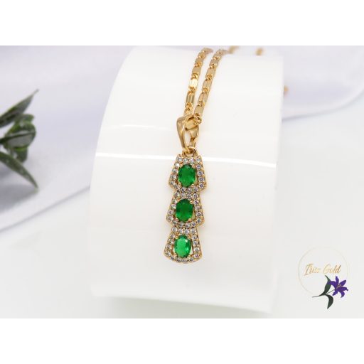 Florasz Gold Filled zöld köves medálos nyaklánc-18K 