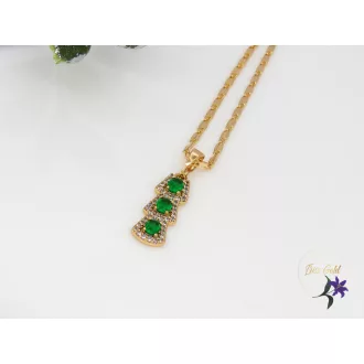 Florasz Gold Filled zöld köves medálos nyaklánc-18K 
