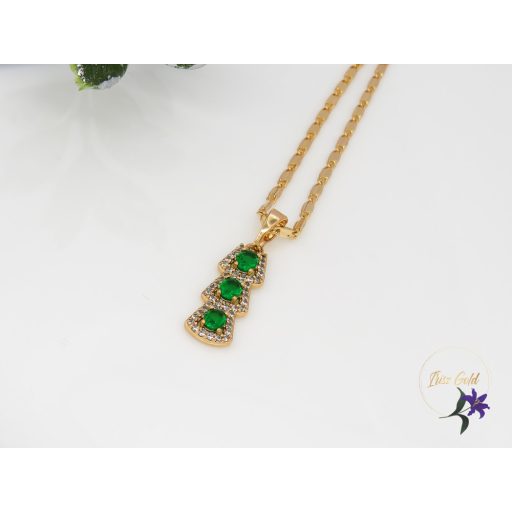Florasz Gold Filled zöld köves medálos nyaklánc-18K 