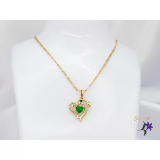   Borinka Gold Filled delfin medálos nyaklánc zöld kövel-18k 