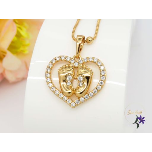 Briana antiallergén medálos nyaklánc baba talpacskával-18K