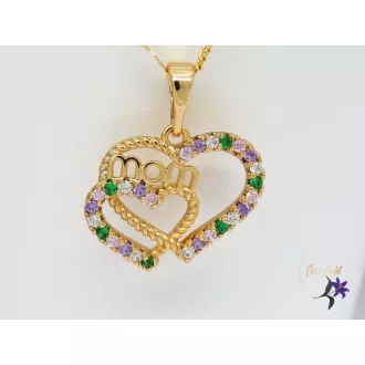 Gold filled szines apróköves MOM feliratú nyaklánc-18K