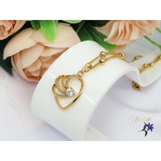 Gold filled szives medálos nyaklánc fehér kővel-18K