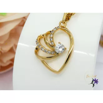 Gold filled szives medálos nyaklánc fehér kővel-18K