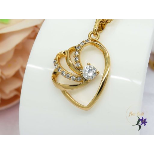Xuping gold filled szives medálos nyaklánc fehér kővel-18K