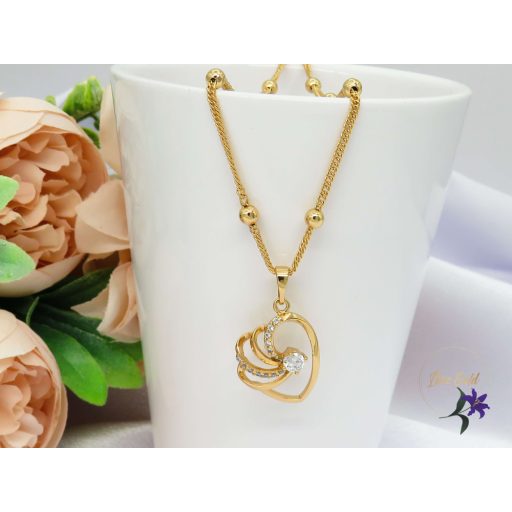 Xuping gold filled szives medálos nyaklánc fehér kővel-18K