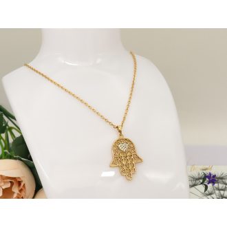 Antiallergén Fatima keze medálos nyaklánc -18K