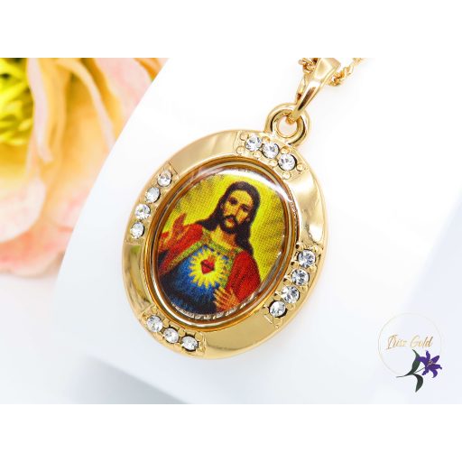 Jézust ábrázoló medálos nyaklánc-18k 