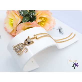 Serena gazdagon diszitett cica medálos nyaklánc-18K 