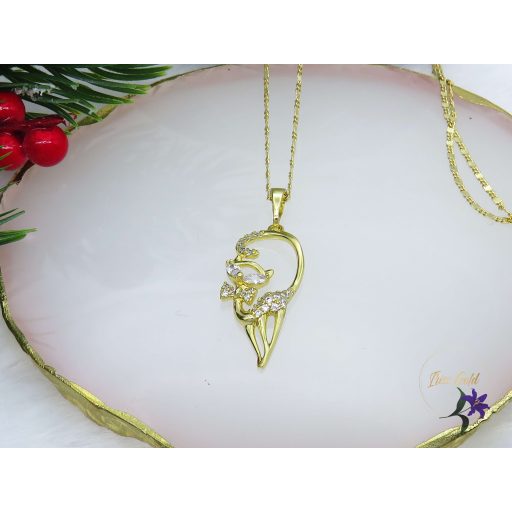 Kecses cicás medálos nyaklánc -14K