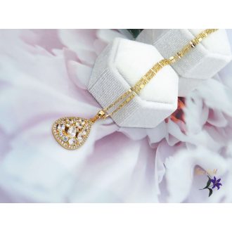 Anima csepp alakú köves medálos nyaklánc -18K