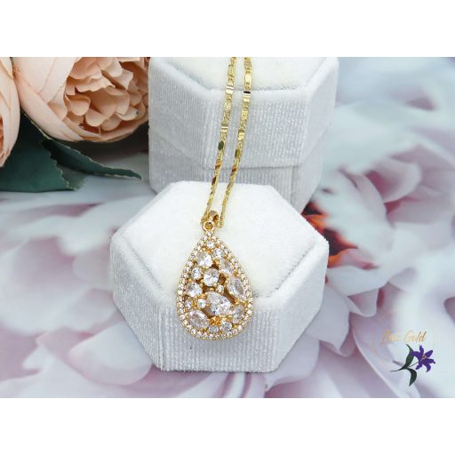 Anima csepp alakú köves medálos nyaklánc -18K