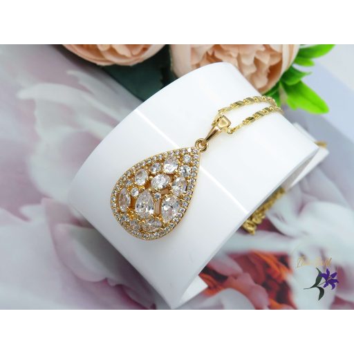 Anima csepp alakú köves medálos nyaklánc -18K