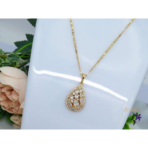 Anima csepp alakú köves medálos nyaklánc -18K