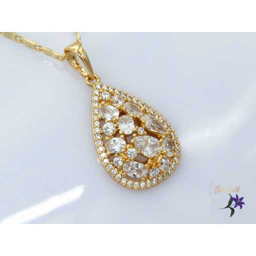 Anima csepp alakú köves medálos nyaklánc -18K