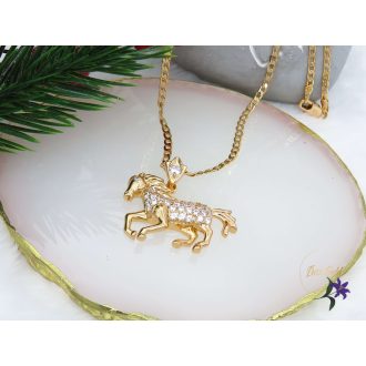 Hors lovas medálos nyaklánc -18K 