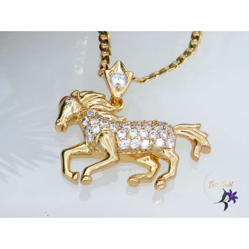 Hors lovas medálos nyaklánc -18K 