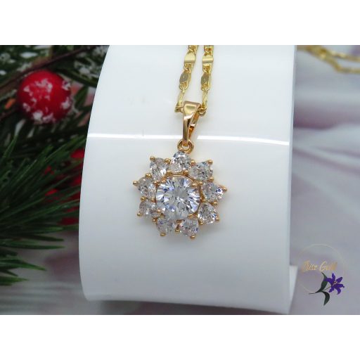 Tiána XP virág köves medálos nyaklánc -18K 