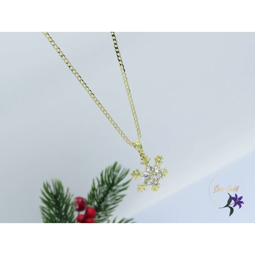 Harmat antallergén bőrbarát hópihe medálos nyaklánc-14K 