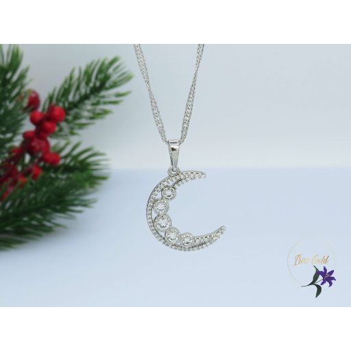 Manka antiallergén holdsarló alakú medálos nyaklánc -rodium